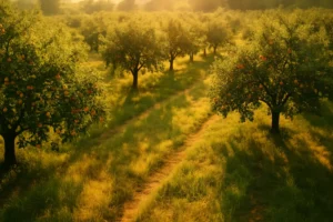 Boomgaard in het najaar